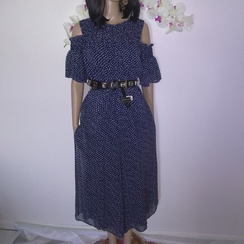 ZARA Shoulder Flowing Long Polka Dot Jumpsuit L